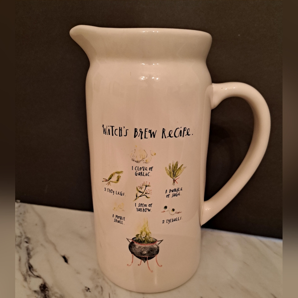 Rae Dunn Witch's Brew Recipe Ceramic Pitcher